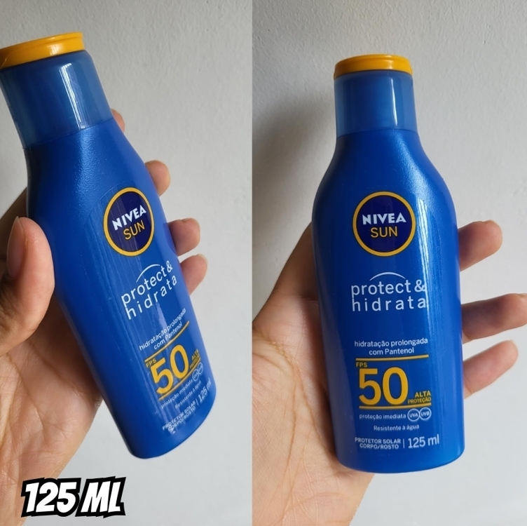 NIVEA SUN Protetor Solar Protect & Hidrata FPS 50 125ml - Com toque seco, rápida absorção e resistente à água, esse protetor solar oferece altíssima proteção ao sol e promove hidratação à pele NIVEA SUN Protetor Solar Protect & Hidrata FPS 50 125ml - Com toque seco, rápida absorção e resistente à água, esse protetor solar oferece altíssima proteção ao sol e promove hidratação à pele