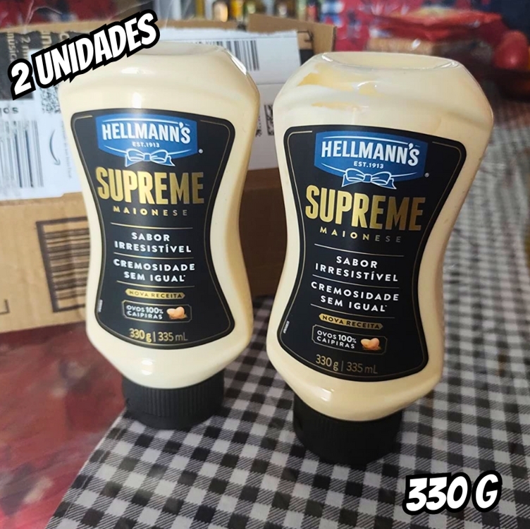 Pack Maionese Hellmann's Supreme Squeeze 330g 2 unidades (Embalagem pode variar) Pack Maionese Hellmann's Supreme Squeeze 330g 2 unidades (Embalagem pode variar)
