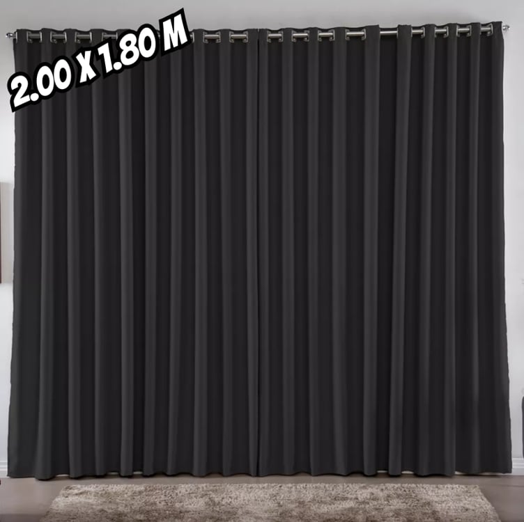 Cortina 2.00 x 1.80 m Blackout Blecaute Preto Corta Luz Em Tecido Grosso Para Quarto E Sala Casa Laura Enxovais Cortina 2.00 x 1.80 m Blackout Blecaute Preto Corta Luz Em Tecido Grosso Para Quarto E Sala Casa Laura Enxovais