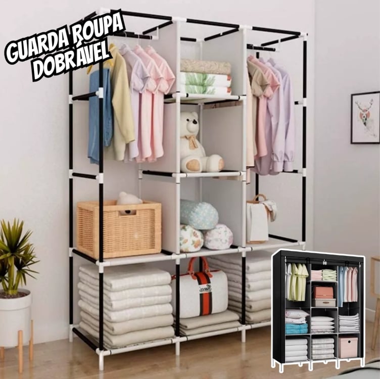 Guarda Roupa Dobrável Organizador De Roupa Decoteam 28105 Preto Guarda Roupa Dobrável Organizador De Roupa Decoteam 28105 Preto
