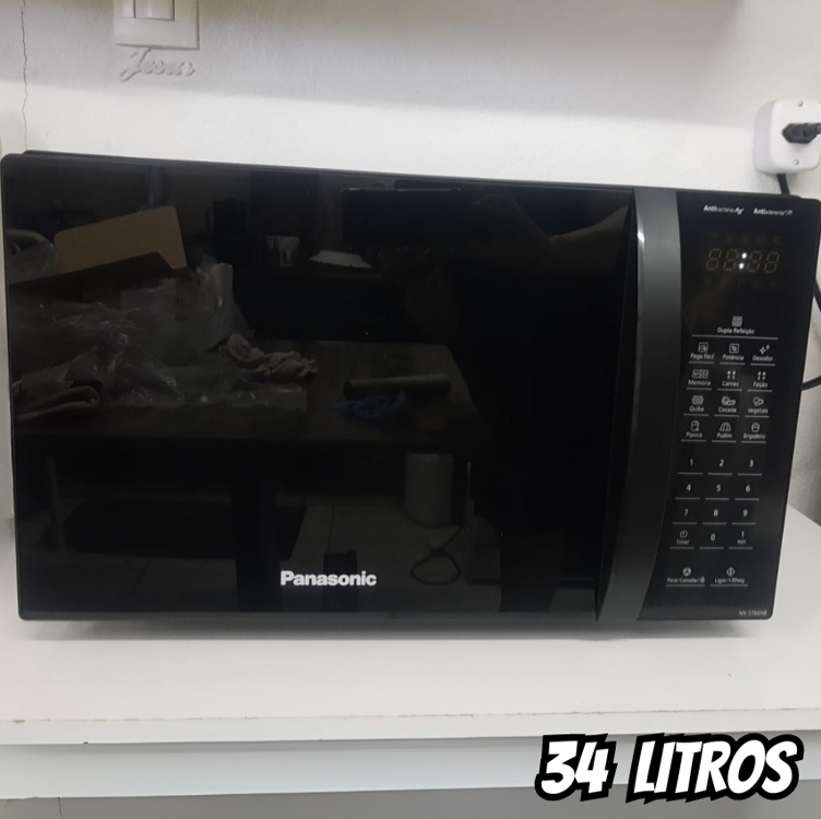 Microondas Panasonic Dupla Refeição 34l Black Glass Nn-st66nbru 110V Microondas Panasonic Dupla Refeição 34l Black Glass Nn-st66nbru 110V
