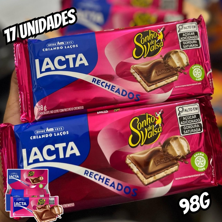 Chocolate Lacta Recheado Sonho De Valsa Caixa Com 17 Unidades De 98g Chocolate Lacta Recheado Sonho De Valsa Caixa Com 17 Unidades De 98g