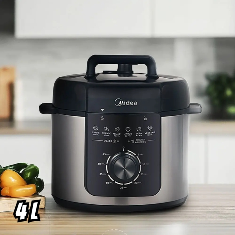 Panela De Pressão Mecânica Preta E Inox 4l Midea Panela De Pressão Mecânica Preta E Inox 4l Midea