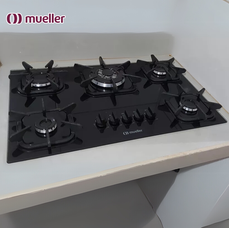 Cooktop Mueller Anafe 5 bocas Preto com Queimador Tripla chama Bivolt 127/220V Cooktop Mueller Anafe 5 bocas Preto com Queimador Tripla chama Bivolt 127/220V