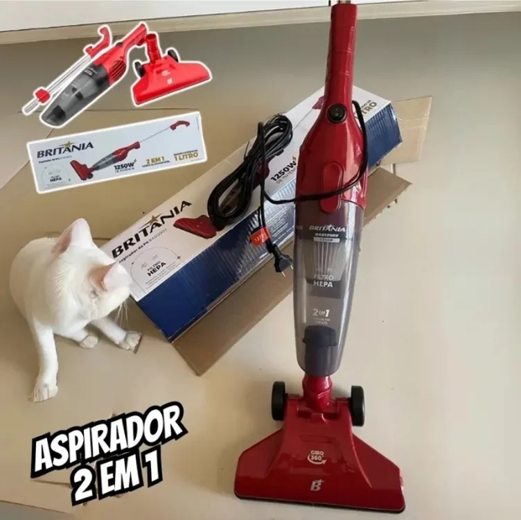 Aspirador De Pó Bas1290v 2 Em 1 1250w Vermelho Britânia 220V Aspirador De Pó Bas1290v 2 Em 1 1250w Vermelho Britânia 220V