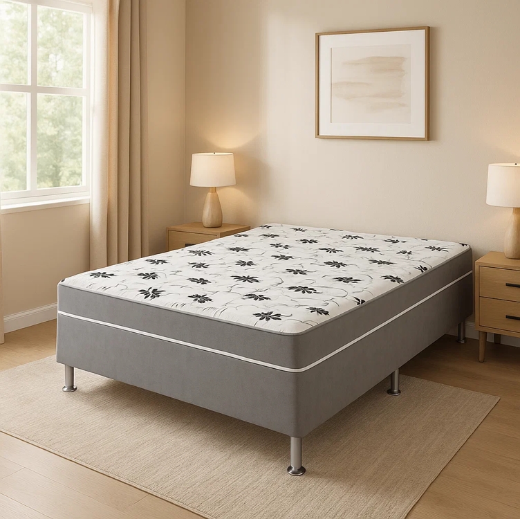 Cama Box Casal Suede Cinza + Colchão Casal Suede Cinza Espuma 138x188x55 Cama Box Casal Suede Cinza + Colchão Casal Suede Cinza Espuma 138x188x55