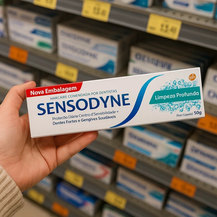 Sensodyne Creme Dental Limpeza Profunda com Flúor, Proteção Diária Contra a Sensibilidade, Dentes Fortes e Gengivas Saudáveis, Refrescância Prolongada, 90g Sensodyne Creme Dental Limpeza Profunda com Flúor, Proteção Diária Contra a Sensibilidade, Dentes Fortes e Gengivas Saudáveis, Refrescância Prolongada, 90g