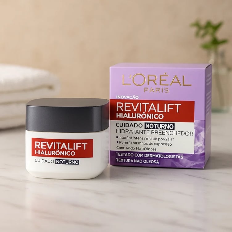 Creme Facial Anti-idade L'Oréal Paris Revitalift Hialurônico Noturno, 49g Creme Facial Anti-idade L'Oréal Paris Revitalift Hialurônico Noturno, 49g