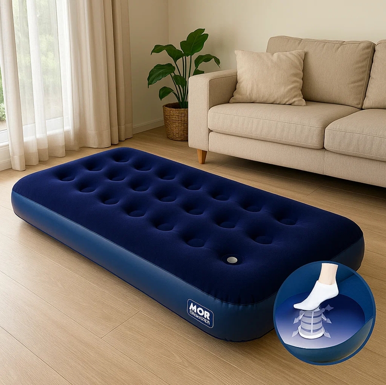 Colchao Inflavel Solteiro Mor + Inflador Embutido + Reparo Cor Azul Colchao Inflavel Solteiro Mor + Inflador Embutido + Reparo Cor Azul