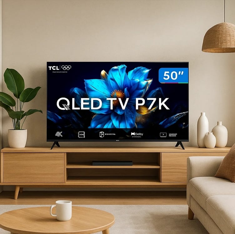 Smart TV 50" TCL 4K UHD QLED 50P7K Google TV AiPQ Google Assistente 3 HDMI Smart TV 50" TCL 4K UHD QLED 50P7K Google TV AiPQ Google Assistente 3 HDMI