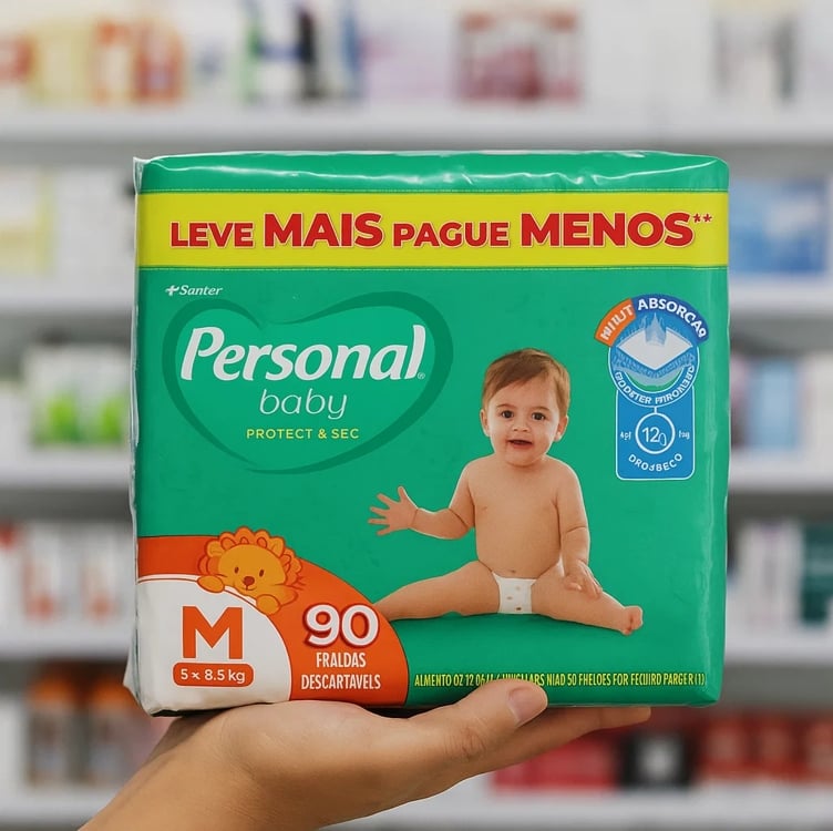 Fralda Protect & Sec 90 Unidades Tamanho Médio Personal Baby Fralda Protect & Sec 90 Unidades Tamanho Médio Personal Baby