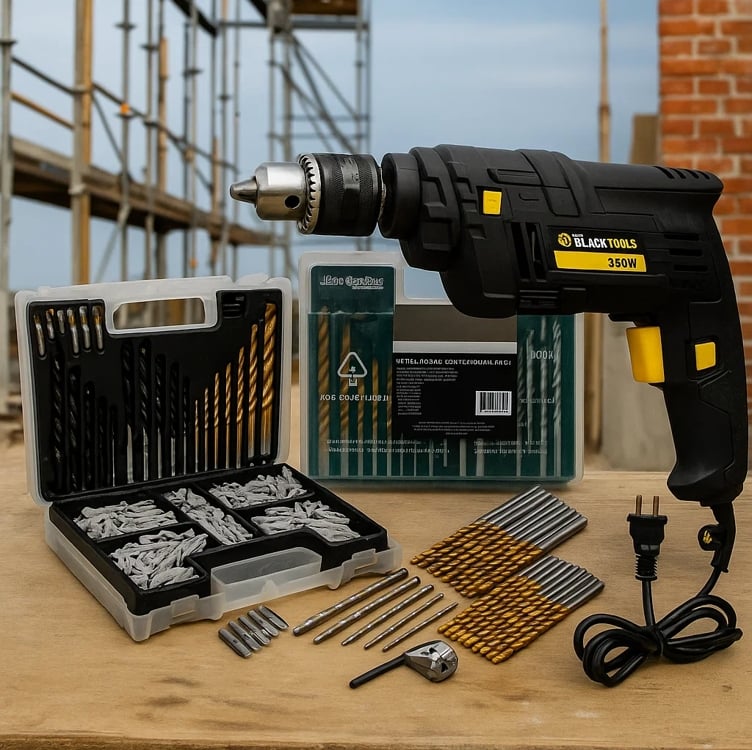 Furadeira De Impacto 3/8 Pol. 10mm 550w + Kit 300 Peças Furadeira De Impacto 3/8 Pol. 10mm 550w + Kit 300 Peças
