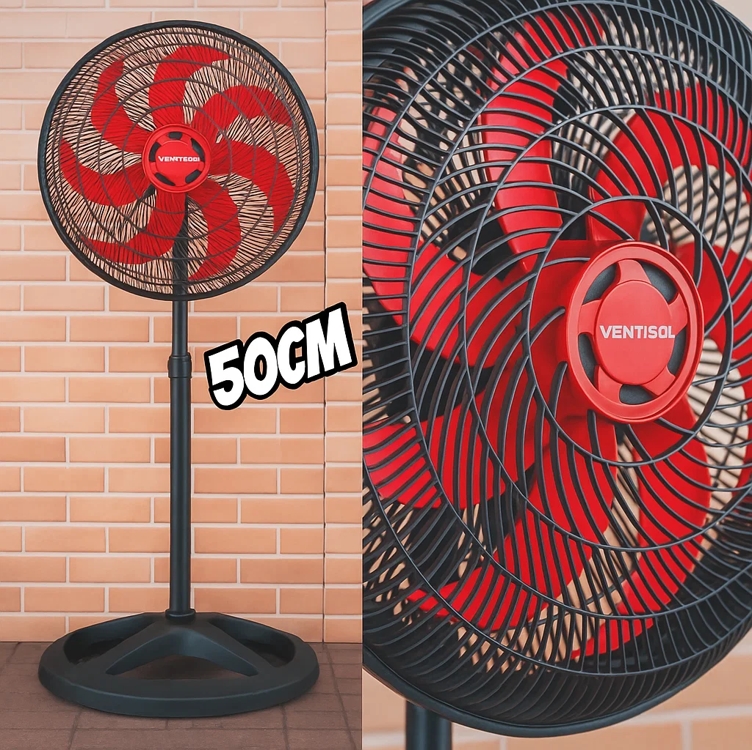 Ventisol Ventilador de Coluna Oscilante, Turbo 6 Pás Premium, Vermelho, 50cm, 127V Ventisol Ventilador de Coluna Oscilante, Turbo 6 Pás Premium, Vermelho, 50cm, 127V
