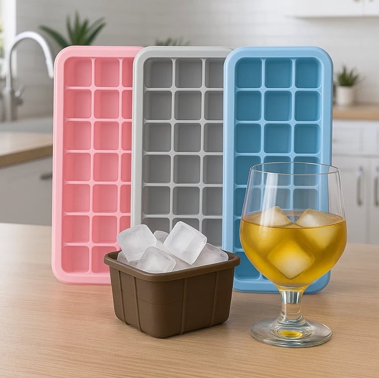 kit 3 Forma de Gelo de Silicone Para Diversos Usos com Tampa 24 cubos cada bpa free - CORES SORTIDAS kit 3 Forma de Gelo de Silicone Para Diversos Usos com Tampa 24 cubos cada bpa free - CORES SORTIDAS