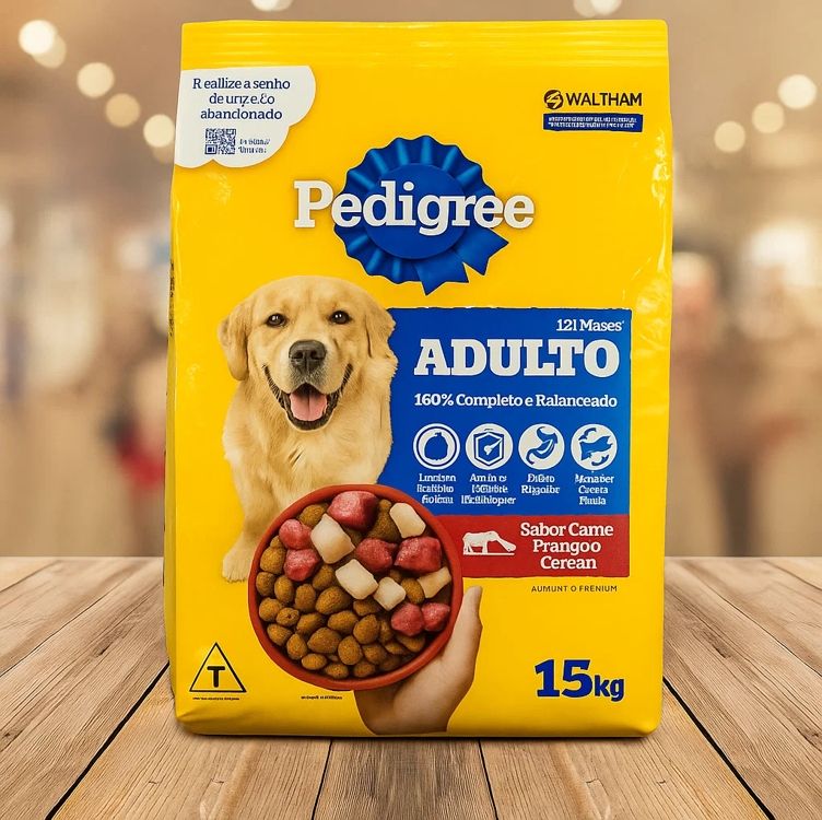 Ração Pedigree para Cães Adultos Sabor Carne e Cereais 15kg Ração Pedigree para Cães Adultos Sabor Carne e Cereais 15kg