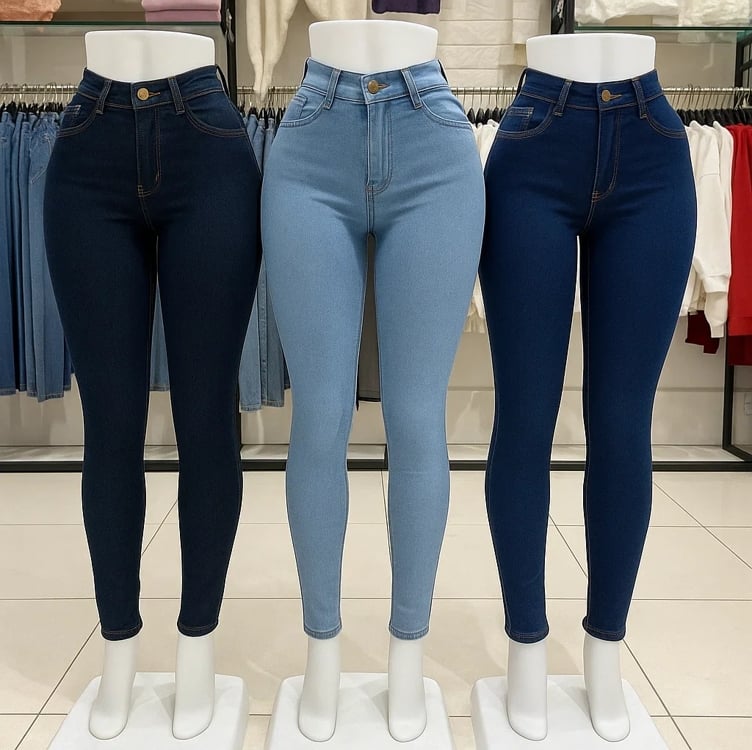 Kit 3 Calças Jeans Skinny Tradicional Trabalho Cintura Alta Kit 3 Calças Jeans Skinny Tradicional Trabalho Cintura Alta