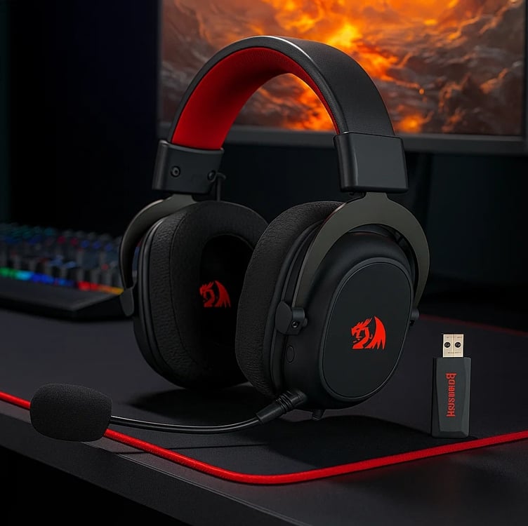 Headset Gamer Redragon Zeus Pro Preto Sem Fio 7.1 H510-PRO Headset Gamer Redragon Zeus Pro Preto Sem Fio 7.1 H510-PRO