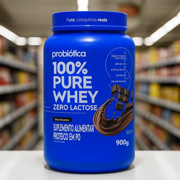 100% Pure Whey Zero Lactose (900G) - Chocolate, Probiótica 100% Pure Whey Zero Lactose (900G) - Chocolate, Probiótica