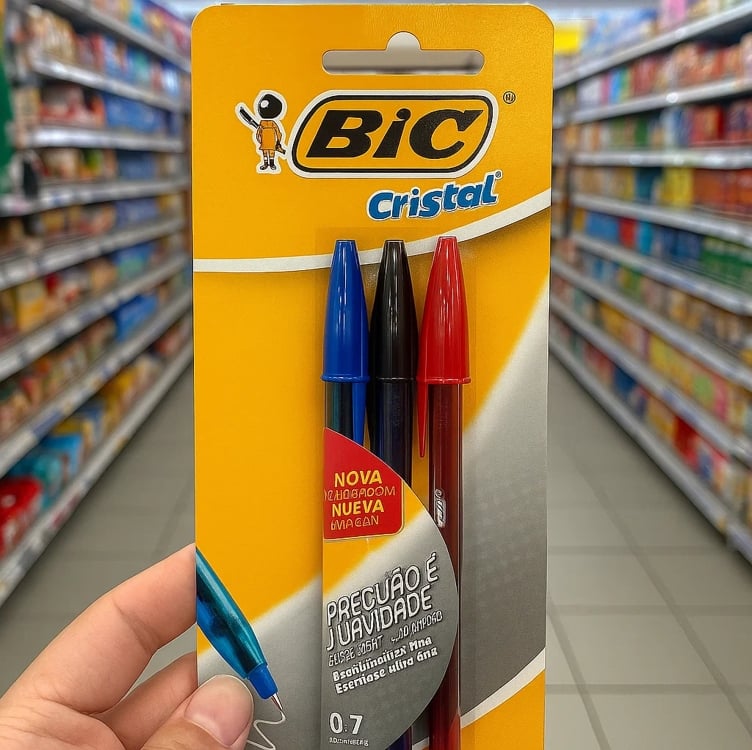Bic, Caneta Esferográfica Escrita Fina, Cristal Fina, 3 Cores Bic, Caneta Esferográfica Escrita Fina, Cristal Fina, 3 Cores