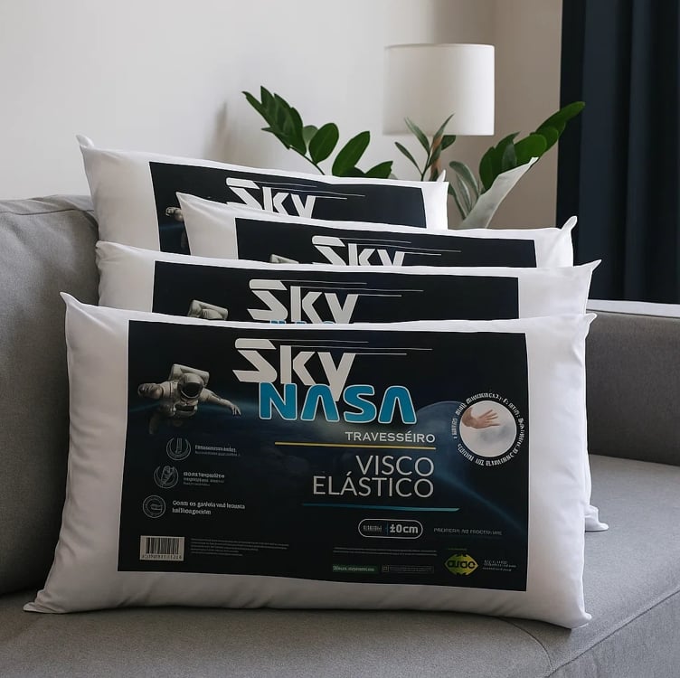 Nap Kit 4 peças Travesseiro Nasa Sky Viscoelástico Altura 10cm Visco D40 Premium Capa 100% algodão para fronhas 50x70cm - Branco Nap Kit 4 peças Travesseiro Nasa Sky Viscoelástico Altura 10cm Visco D40 Premium Capa 100% algodão para fronhas 50x70cm - Branco