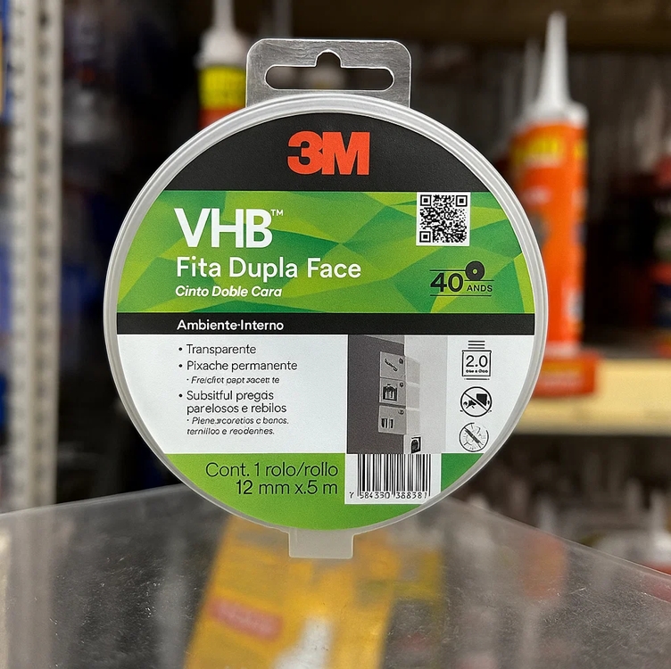 VHB, 3M, Fita Dupla-face, 4910, 12mmx5m, 1 rolo VHB, 3M, Fita Dupla-face, 4910, 12mmx5m, 1 rolo