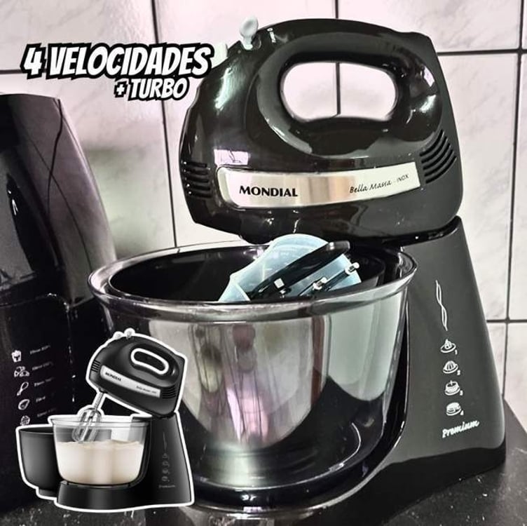 Batedeira Bella Massa, Mondial, Preto/Inox, 500W, 110V - B-23 NP Batedeira Bella Massa, Mondial, Preto/Inox, 500W, 110V - B-23 NP