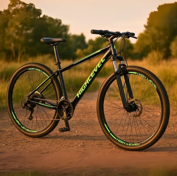 Bicicleta Aro 29 Aço Carbono Ksvj Freios Disco Suspensão 21v - Preto+verde Bicicleta Aro 29 Aço Carbono Ksvj Freios Disco Suspensão 21v - Preto+verde