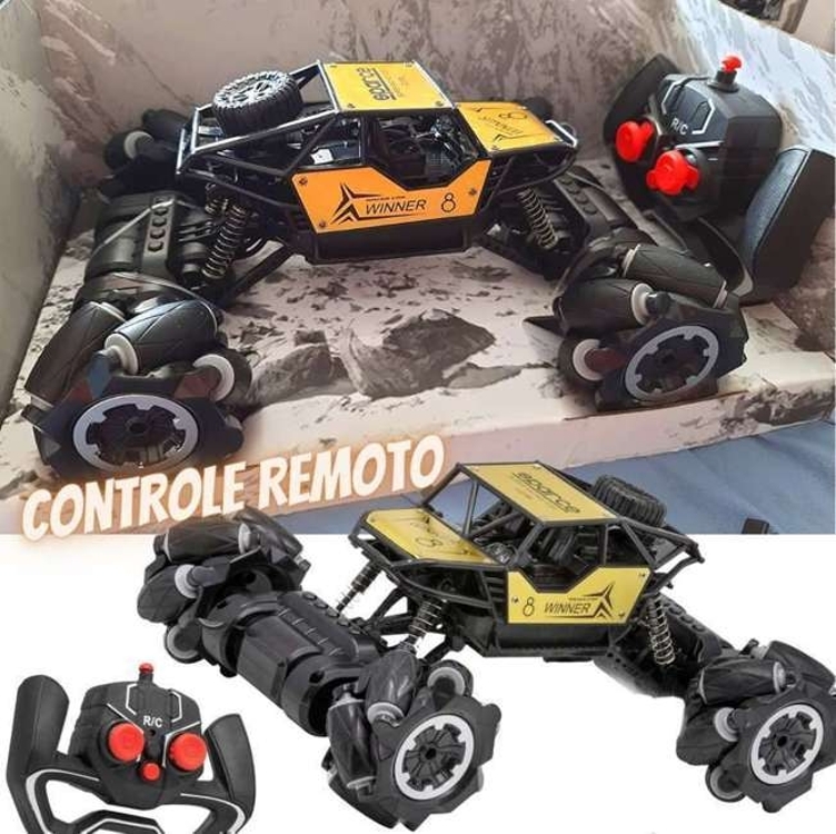 Carrinho Controle Remoto Brinquedo Pickup 4x4 Giro 360 Graus Cor Amarelo Carrinho Controle Remoto Brinquedo Pickup 4x4 Giro 360 Graus Cor Amarelo