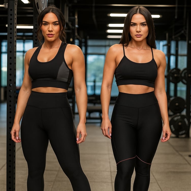 2 Conjuntos Fitness Feminino Zero Transparência Academia 2 Conjuntos Fitness Feminino Zero Transparência Academia
