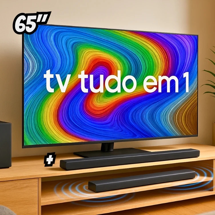 Smart TV 65" QLED 4K 65Q65D 2024 + Soundbar HW-B550/ZD - Samsung Smart TV 65" QLED 4K 65Q65D 2024 + Soundbar HW-B550/ZD - Samsung