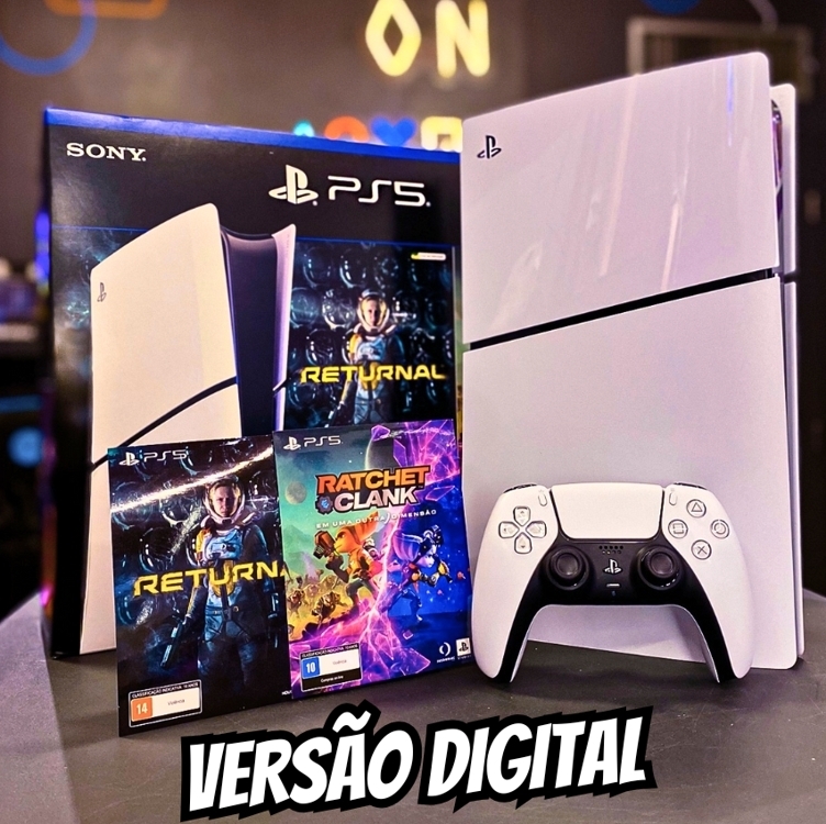Console Playstation 5 Slim, Edição Digital, Branco + 2 Jogos Console Playstation 5 Slim, Edição Digital, Branco + 2 Jogos