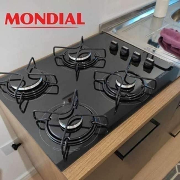 Cooktop a Gás, 4 Bocas, Mondial, Preto/Inox, Bivolt - CTG-01 Cooktop a Gás, 4 Bocas, Mondial, Preto/Inox, Bivolt - CTG-01