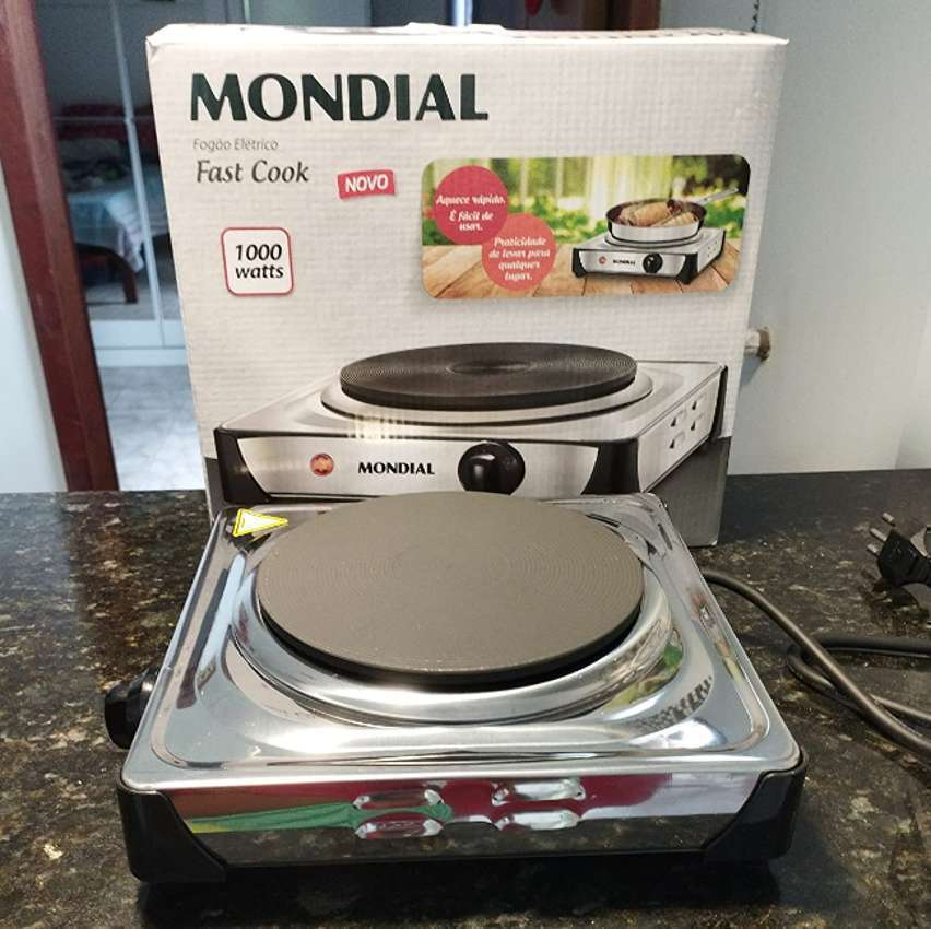 Fogão Elétrico Fast Cook, Mondial, Inox, 1000W, 110V - FE-04 Fogão Elétrico Fast Cook, Mondial, Inox, 1000W, 110V - FE-04