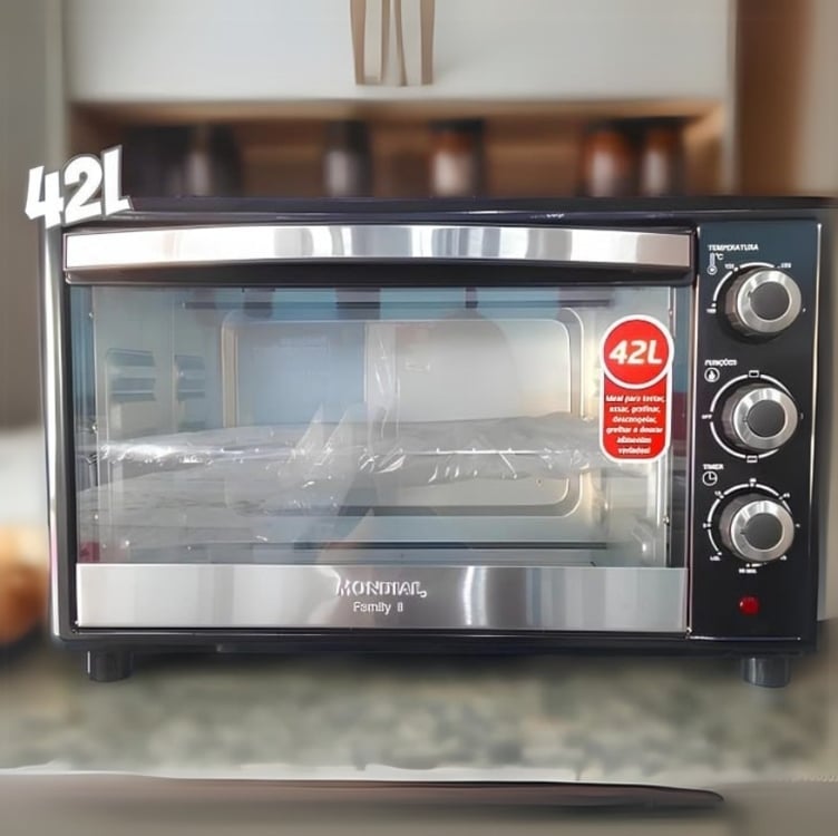 Forno Elétrico 42L Family II Mondial FR-42 Preto Inox 1600W 110V Forno Elétrico 42L Family II Mondial FR-42 Preto Inox 1600W 110V