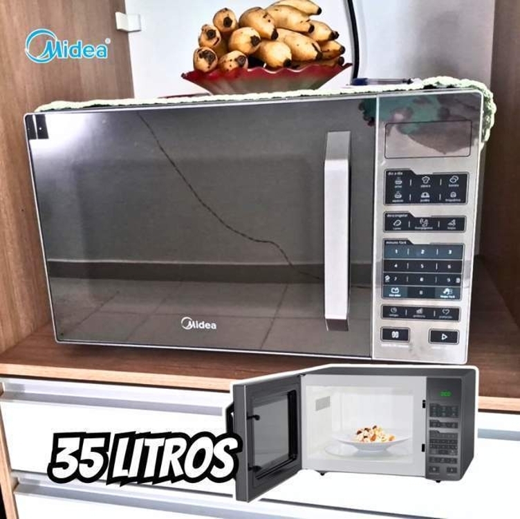 Micro-ondas 35l Prata Porta Espelhada Grill Smartplate Midea Micro-ondas 35l Prata Porta Espelhada Grill Smartplate Midea