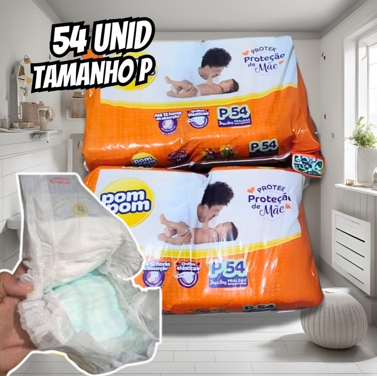 Fralda Pom Pom Protek Proteção de Mãe Mega P 54 Unidades Fralda Pom Pom Protek Proteção de Mãe Mega P 54 Unidades