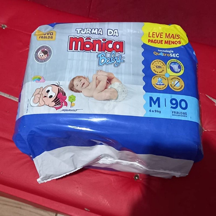 Fralda Turma da Monica Baby Giga M 90 Unidades, Turma da Mônica Baby, Azul, M Fralda Turma da Monica Baby Giga M 90 Unidades, Turma da Mônica Baby, Azul, M
