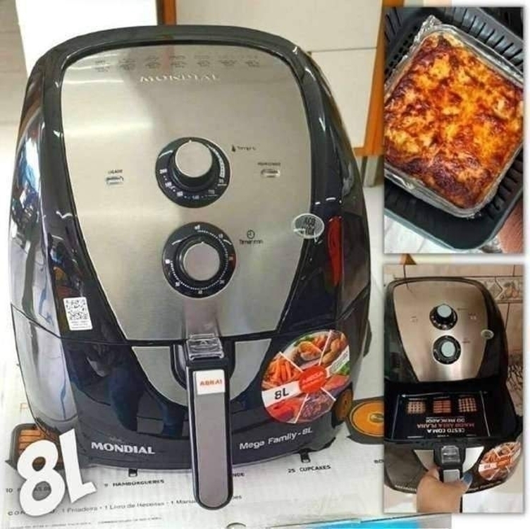 Fritadeira Sem Óleo Air Fryer 8L, Mondial, Preto/Inox, 1900W, 110V - AFN-80-BI Fritadeira Sem Óleo Air Fryer 8L, Mondial, Preto/Inox, 1900W, 110V - AFN-80-BI