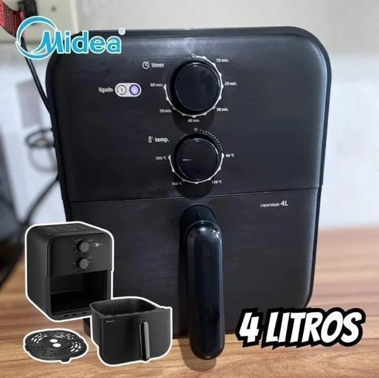 Fritadeira Air fryer 4L BlackStone Preta Midea Fritadeira Air fryer 4L BlackStone Preta Midea