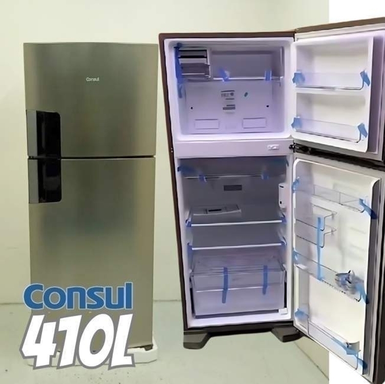 Geladeira Consul Frost Free Duplex com Espaço Flex e Controle Interno de Temperatura 410 litros cor Inox - CRM50FK 220V Geladeira Consul Frost Free Duplex com Espaço Flex e Controle Interno de Temperatura 410 litros cor Inox - CRM50FK 220V