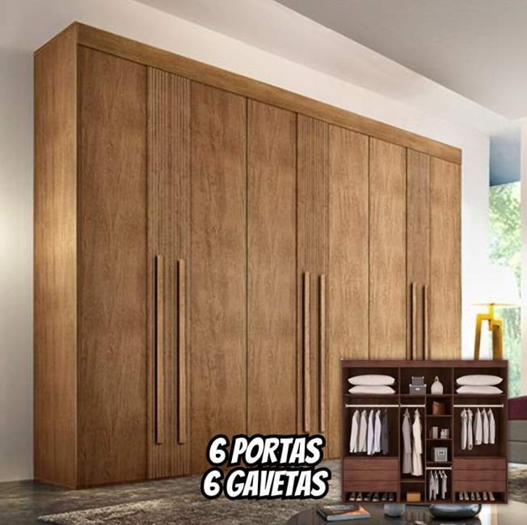 Guarda-roupa Casal Rufato Lucca Imbuia Premium 6 Portas Guarda-roupa Casal Rufato Lucca Imbuia Premium 6 Portas