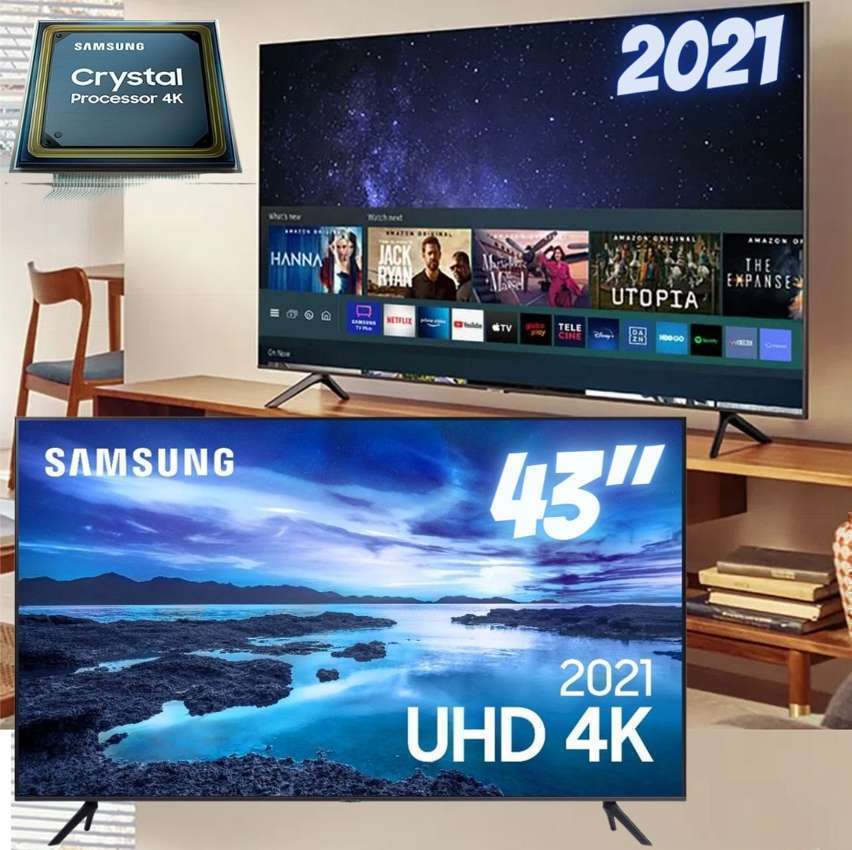 Smart TV LED 43" 4K UHD Samsung UN43AU7700GXZD - Alexa built-in, Bivolt Smart TV LED 43" 4K UHD Samsung UN43AU7700GXZD - Alexa built-in, Bivolt
