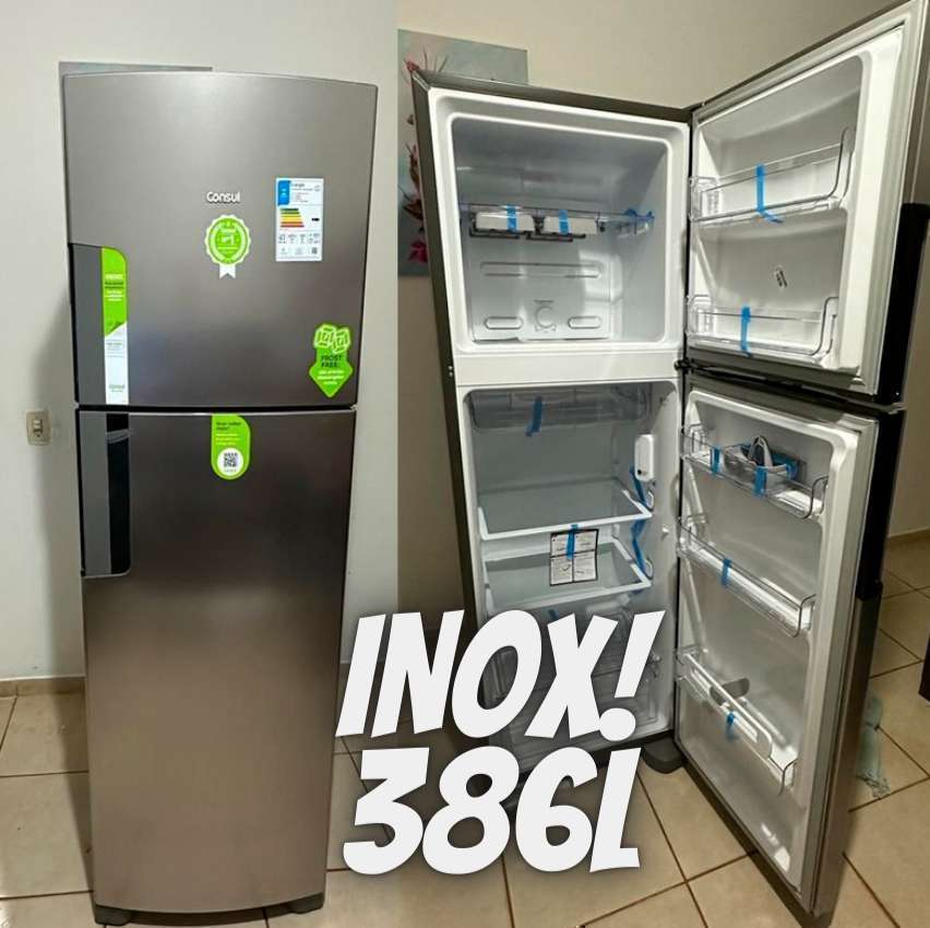 Geladeira Consul Frost Free Duplex 386 litros com Altura Flex cor Inox CRM44AK - 220V Geladeira Consul Frost Free Duplex 386 litros com Altura Flex cor Inox CRM44AK - 220V