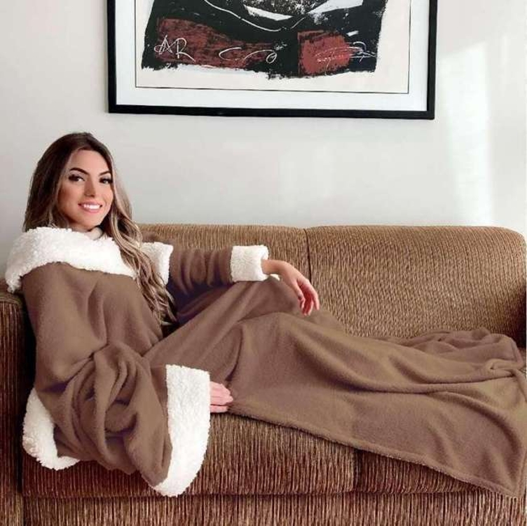 Cobertor Com Mangas Sherpa Quentinho Casa Dona