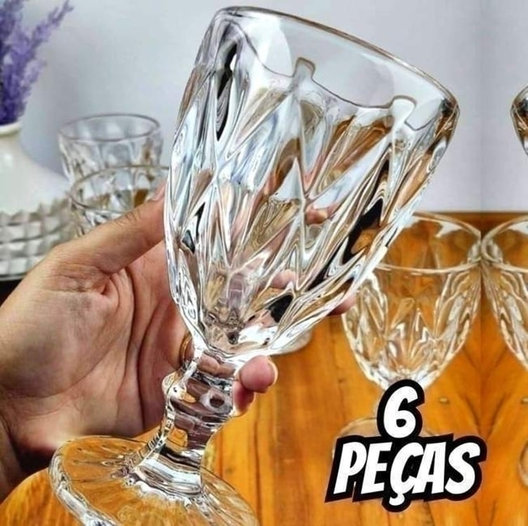Jogo De Taças Diamond Vidro Taça De Vinho 340 Ml 6 Pçs Jogo De Taças Diamond Vidro Taça De Vinho 340 Ml 6 Pçs