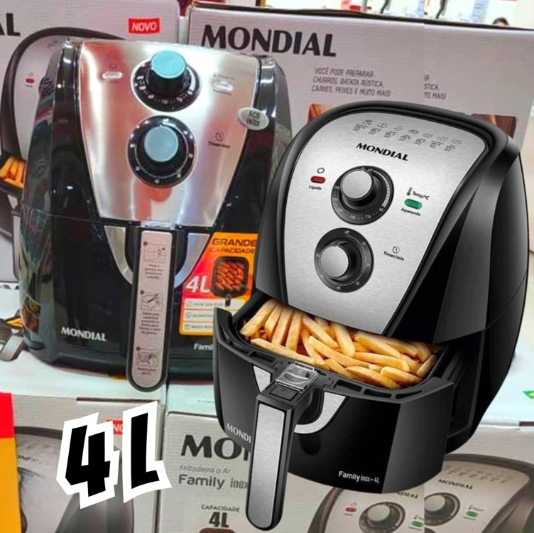 Fritadeira Elétrica Sem Óleo Air Fryer Mondial Afn40bi Family Inox 4l - Preta/inox Fritadeira Elétrica Sem Óleo Air Fryer Mondial Afn40bi Family Inox 4l - Preta/inox