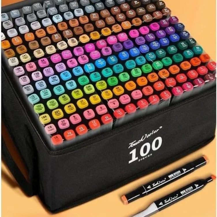 Conjunto Caneta Marcador Canetinha Ponta Dupla 100cores Kit Conjunto Caneta Marcador Canetinha Ponta Dupla 100cores Kit