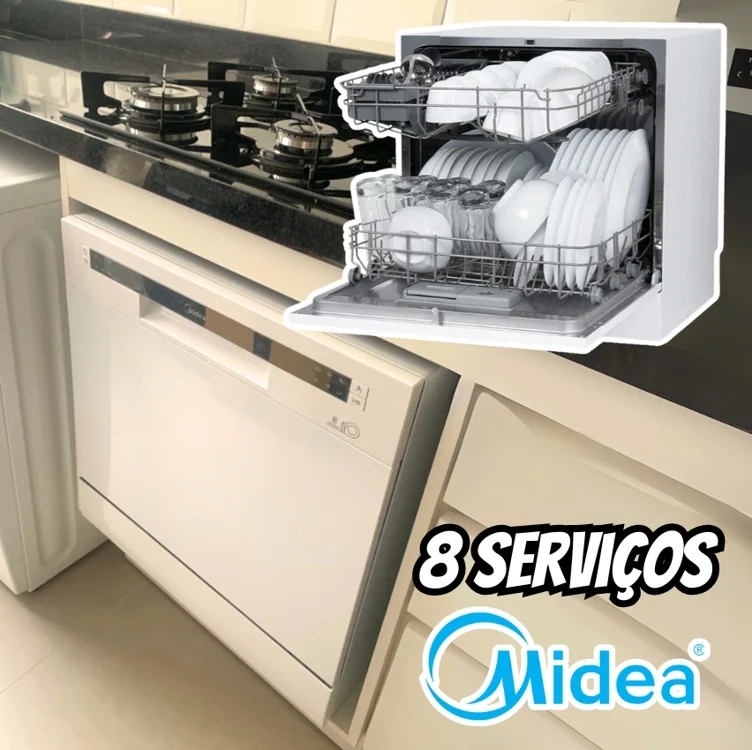Midea DWA08B1 cor branco 127V 780W lava louças 8 serviços Midea DWA08B1 cor branco 127V 780W lava louças 8 serviços