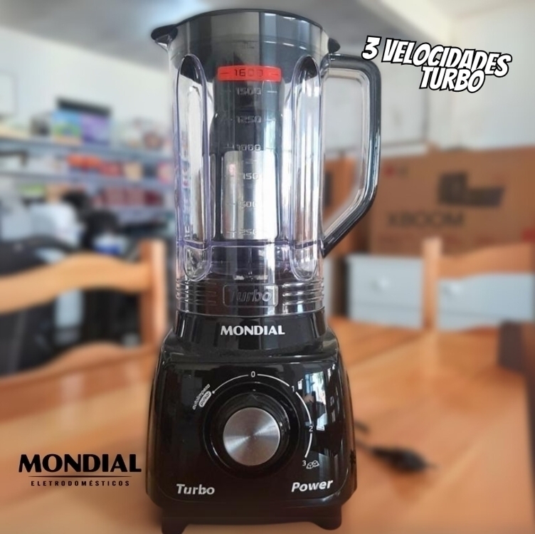 Liquidificador Mondial Turbo Power L-99 FB Preto com Filtro 3 Velocidades 550W Liquidificador Mondial Turbo Power L-99 FB Preto com Filtro 3 Velocidades 550W