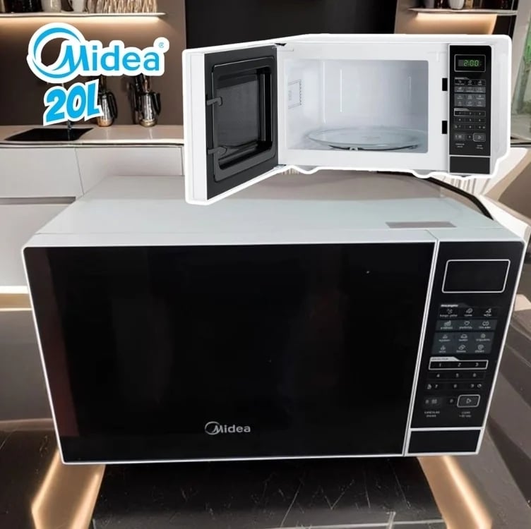 Micro-ondas 20l Branco Porta Preta Minuto Fácil Midea Micro-ondas 20l Branco Porta Preta Minuto Fácil Midea